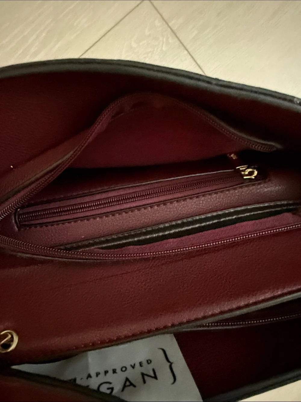 Melie Bianco Burgundy Satchel with Pink Braided Trim